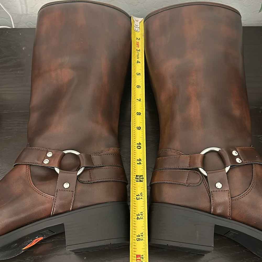MADDEN GIRL Brown Black with Silver Buckle Tall Boots. Size 11 Vegan Leather - Picture 16 of 16